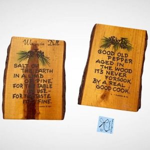 Wisconsin Dells 1960 F. Plasman Wood Souvenir Salt and Pepper Shaker Set